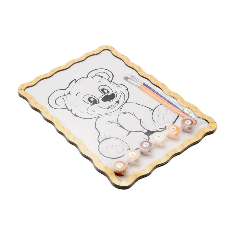 Картина по номерах "Ведмедик" Puz-22942 формат А4 пензлик, фарби, кріплення для стіни