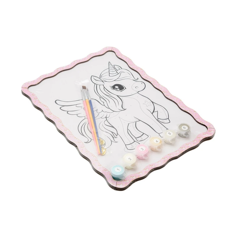 Картина по номерах "Єдиноріг" Puz-22943 формат А4 пензлик, фарби, кріплення для стіни