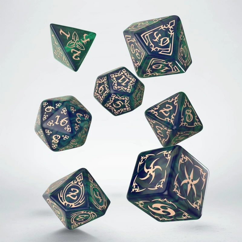 Набір кубиків Tribal Dice Set: Blue-green & Beige