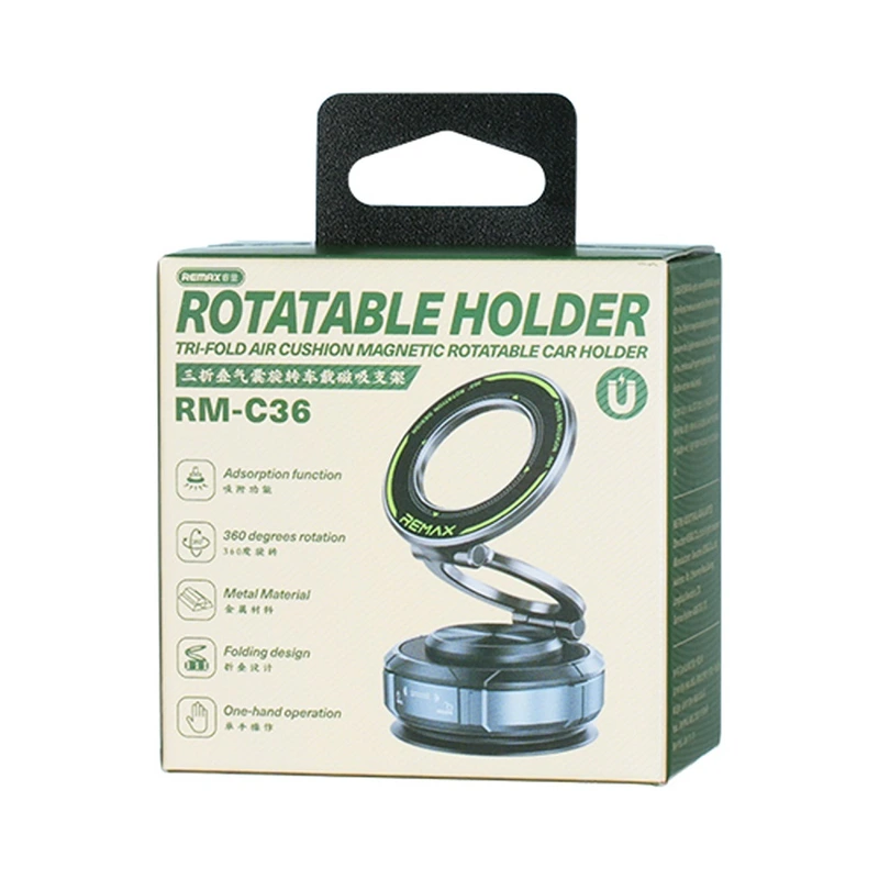 Автотримач для телефона REMAX Tri-Fold Air Cushion Magnetic Rotatable Car Holder RM-C36 Tarnish