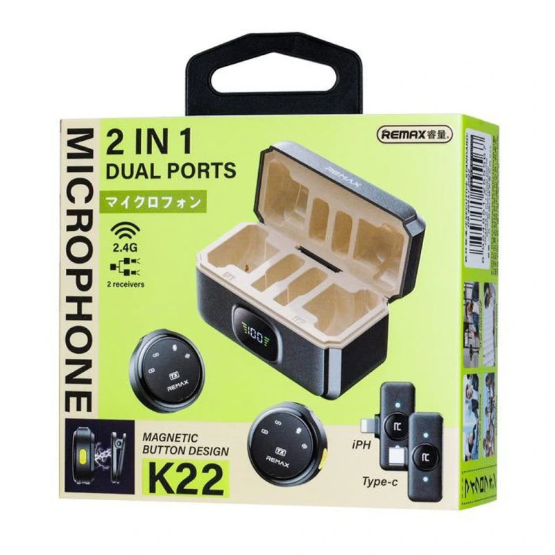 Бездротова мікрофонна система REMAX K22 dual-mic (iP/Type-C) Tarnish
