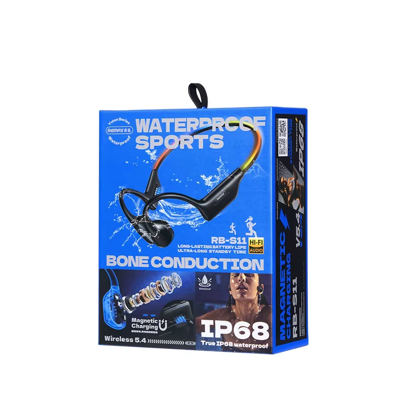 Бездротові спортивні навушники REMAX RB-S11 Yvton Series Wireless Sports Bone Conduction Headphones with colorful lighting effects, IP68, Orange