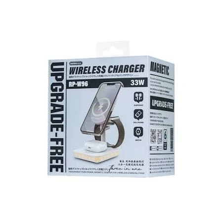 Бездротовий зарядний пристрій REMAX 33W Multifunctional 3-in-1 Wireless Charger with Light RP-W96 White