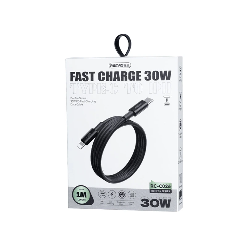 Кабель REMAX  Dofon Series 30W PD Fast Charging  Data Cable 1M RC-C026  (C-L) Black
