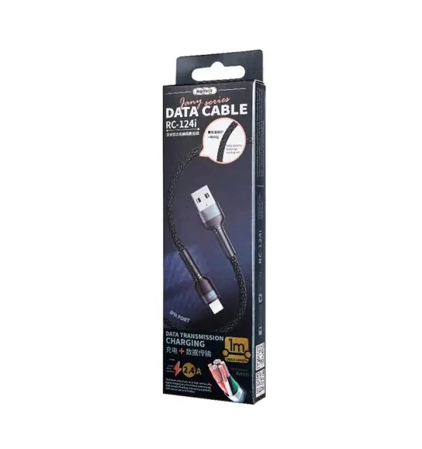 Кабель REMAX Jany Series Aluminum Alloy Braided 2.4A data cable RC-124m/i/a Micro-Black