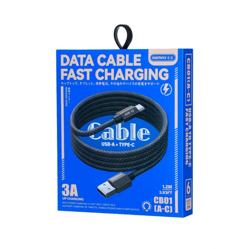 Кабель REMAX Phantom  aluminum alloy light fast charging braided data cable 1.2M CB01(A-C)