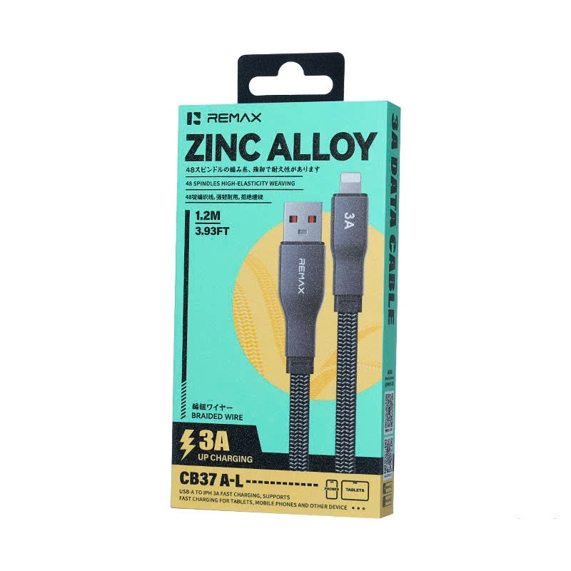 Кабель REMAX Pisces Series  Zinc Alloy Braided Data Cable CB37 1.2M (A-L)-3A