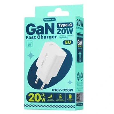 Мережевий зарядний пристрій REMAX GaN Fast charging 1C Charger U187-C20W  EU