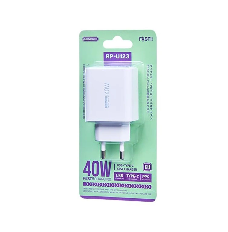 Мережевий зарядний пристрій REMAX Kiddy Series 40W 1A+2C Fast Charger RP-U123 EU-White