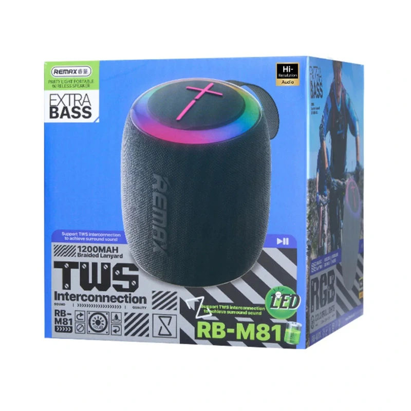 Портативна колонка REMAX RB-M81 Party Light Portable Wireless Speaker, 7W, Black