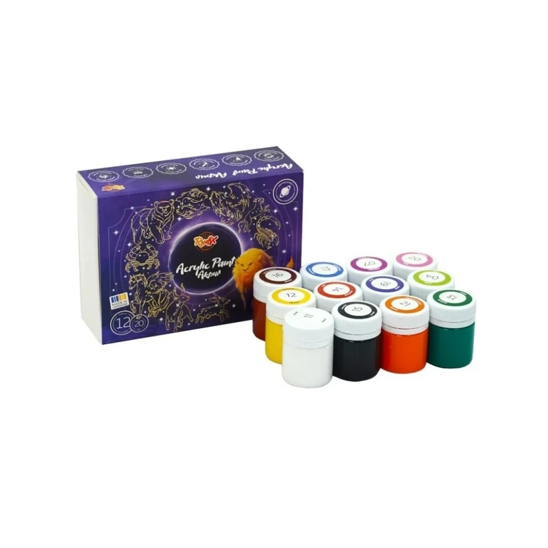 Набір акрилових фарб 851202, 12 кольорів по 20 мл