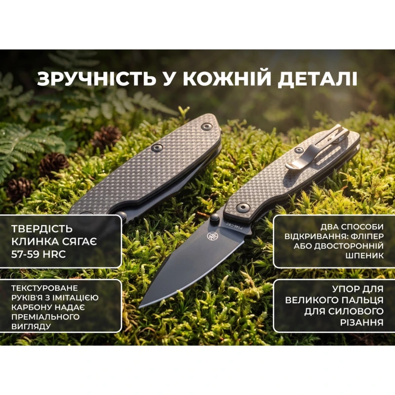 Ніж складаний туристичний Ruike P746-CB2, (8 см) 14C28N / G10 чорний — фото 13
