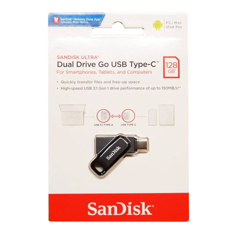 Флеш-накопичувач SanDisk USB 3.1 Ultra Dual Go Type-C 128Gb (150 Mb/s)
