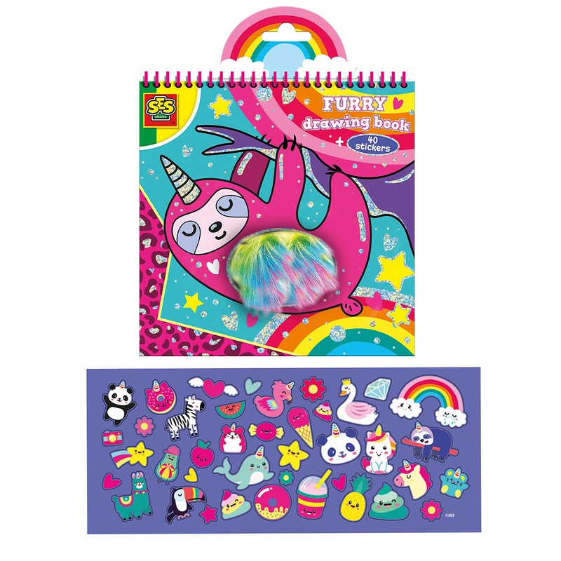 Книжка-розмальовка - ПУХНАСТИКИ (15 аркушів для розфарбовування, 40 стикерів із блискітками)