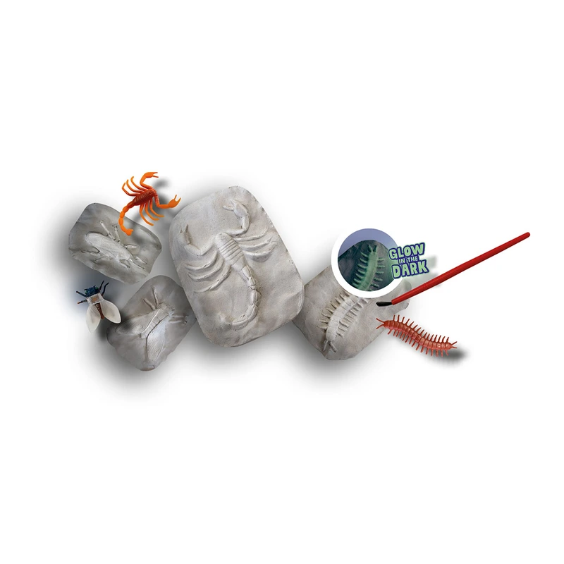 Набір серії "Дослідник" - СКАМ'ЯНІЛОСТІ КОМАХ, ЩО СВІТЯТЬСЯ (фігурки комах, гіпс, фарби, пензлик)