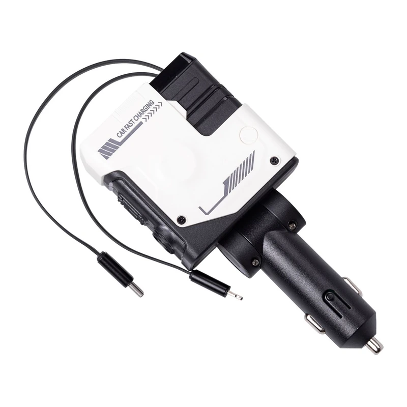 Автомобільний зарядний пристрій MECHA з висувними кабелями та портами USB/Type-C Білий HP-A1W