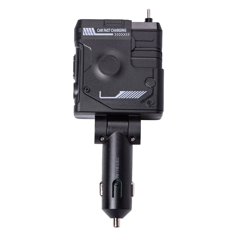 Автомобільний зарядний пристрій MECHA з висувними кабелями та портами USB/Type-C Чорний HP-A1B