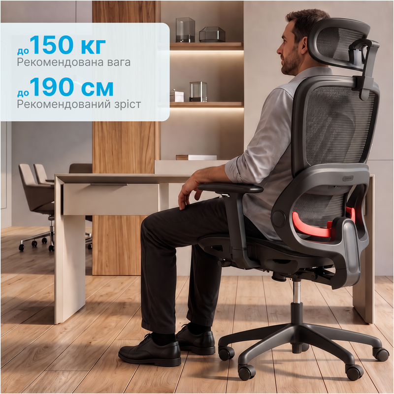 Крісло ергономічне офісне Sihoo B100 Mesh White — фото 13