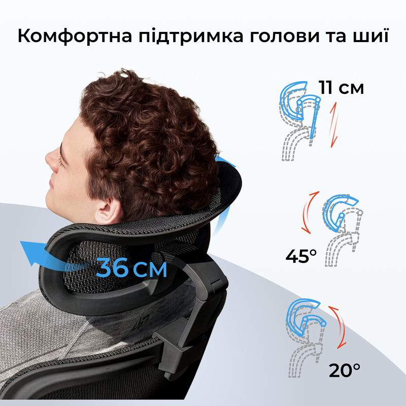 Крісло ергономічне офісне Sihoo B100 Mesh White з підставкою для ніг — фото 13