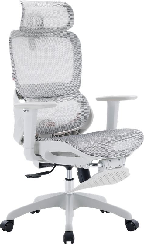 Крісло ергономічне офісне Sihoo B100 Mesh White з підставкою для ніг — фото 3
