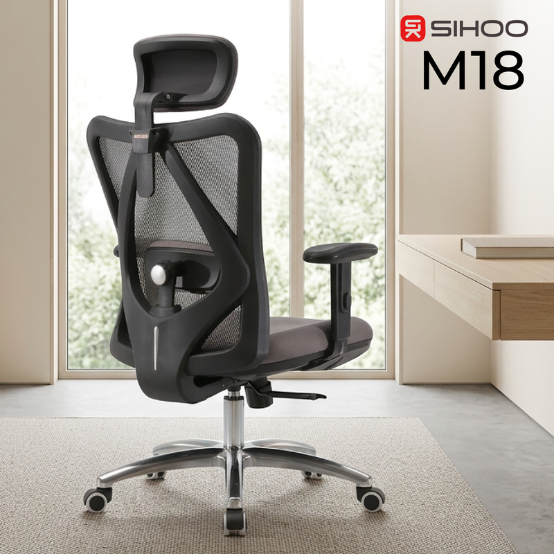 Крісло ергономічне офісне Sihoo M18 Mesh Black/Grey — фото 7