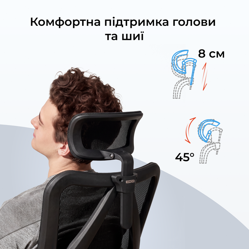 Крісло ергономічне офісне Sihoo M57 Mesh Black/Grey — фото 13