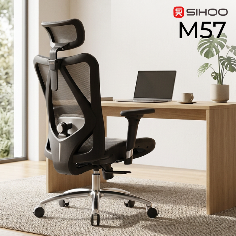 Крісло ергономічне офісне Sihoo M57 Mesh Black/Grey — фото 7