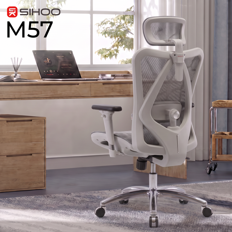 Крісло ергономічне офісне Sihoo M57 Mesh Light Grey — фото 7