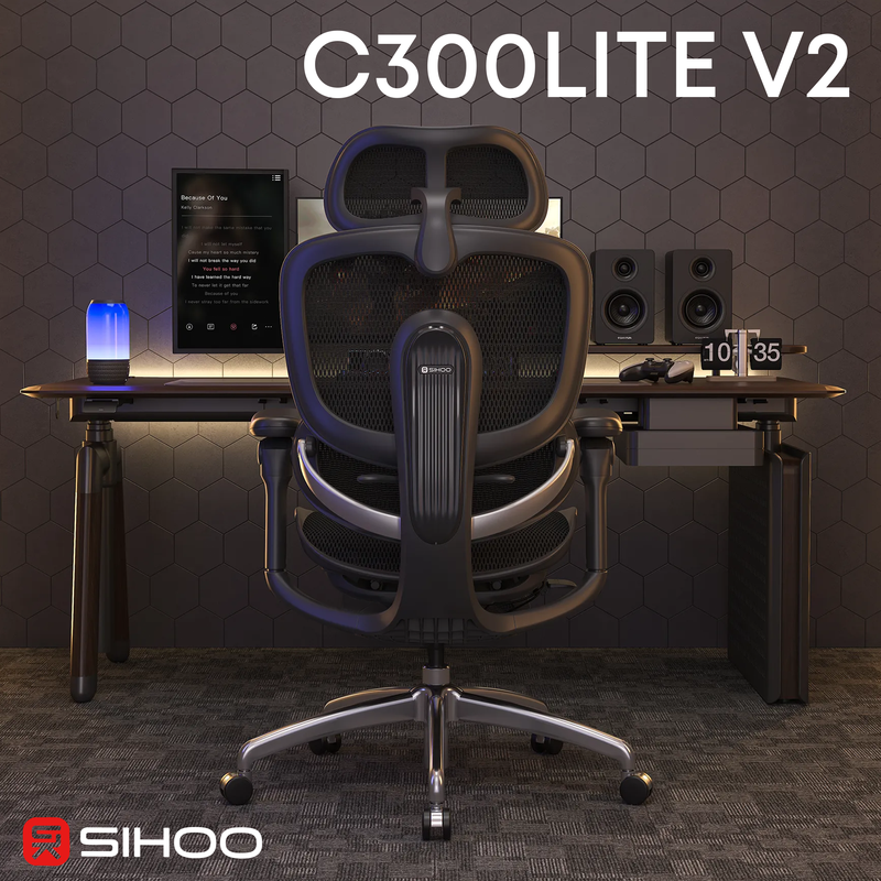 Крісло офісне Sihoo C300 LITE V2 Black — фото 6