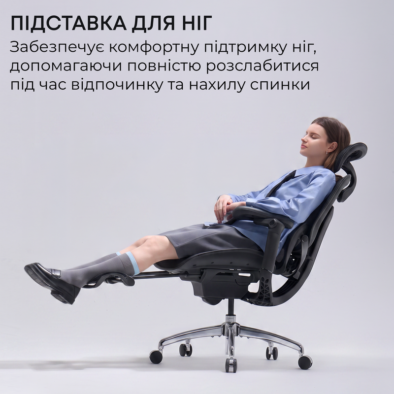 Крісло офісне Sihoo C300 PRO V2 White з підставкою для ніг — фото 14