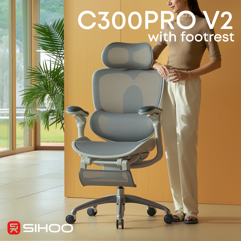 Крісло офісне Sihoo C300 PRO V2 White з підставкою для ніг — фото 5