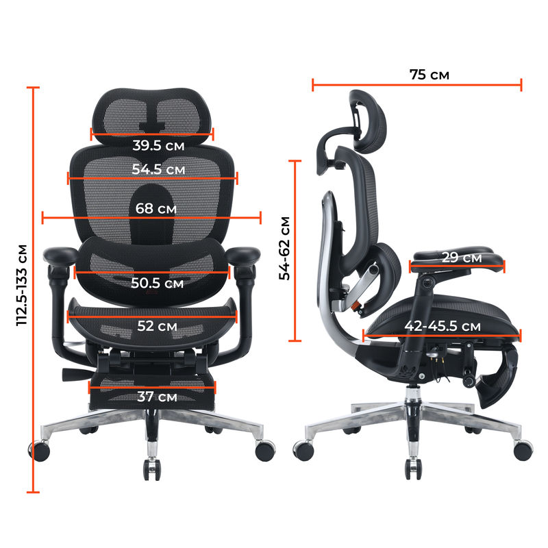 Крісло офісне Sihoo C500 V2 Black з підставкою для ніг — фото 20
