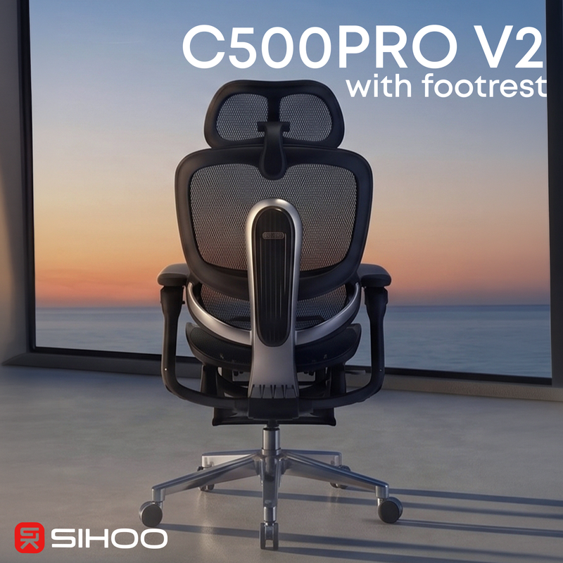 Крісло офісне Sihoo C500 V2 Black з підставкою для ніг — фото 6