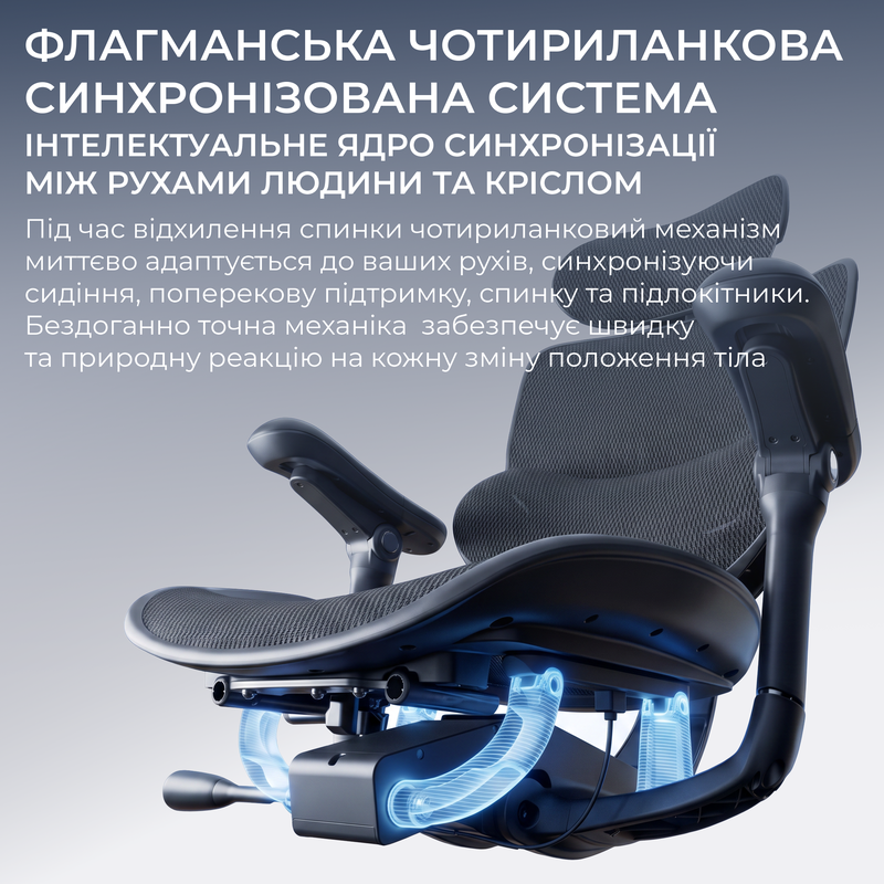 Крісло офісне Sihoo C500 V2 Black з підставкою для ніг — фото 8