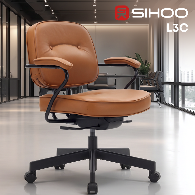 Крісло офісне SIHOO L3C PVC Vintage Brown — фото 4