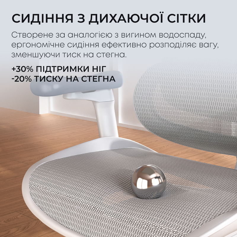Крісло офісне з підставкою для ніг Sihoo DORO C300L Mesh White with footrest — фото 16