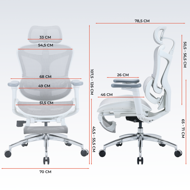 Крісло офісне з підставкою для ніг Sihoo DORO C300L Mesh White with footrest — фото 18