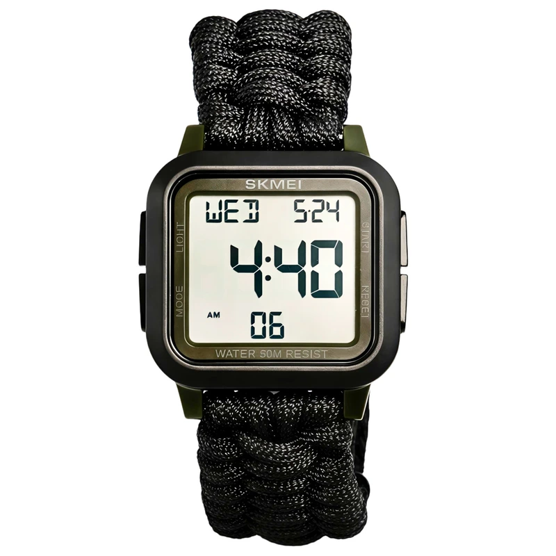 Чоловічий водостійкий спортивний тактичний годинник Skmei Chess Paracord, 2 ремінці
