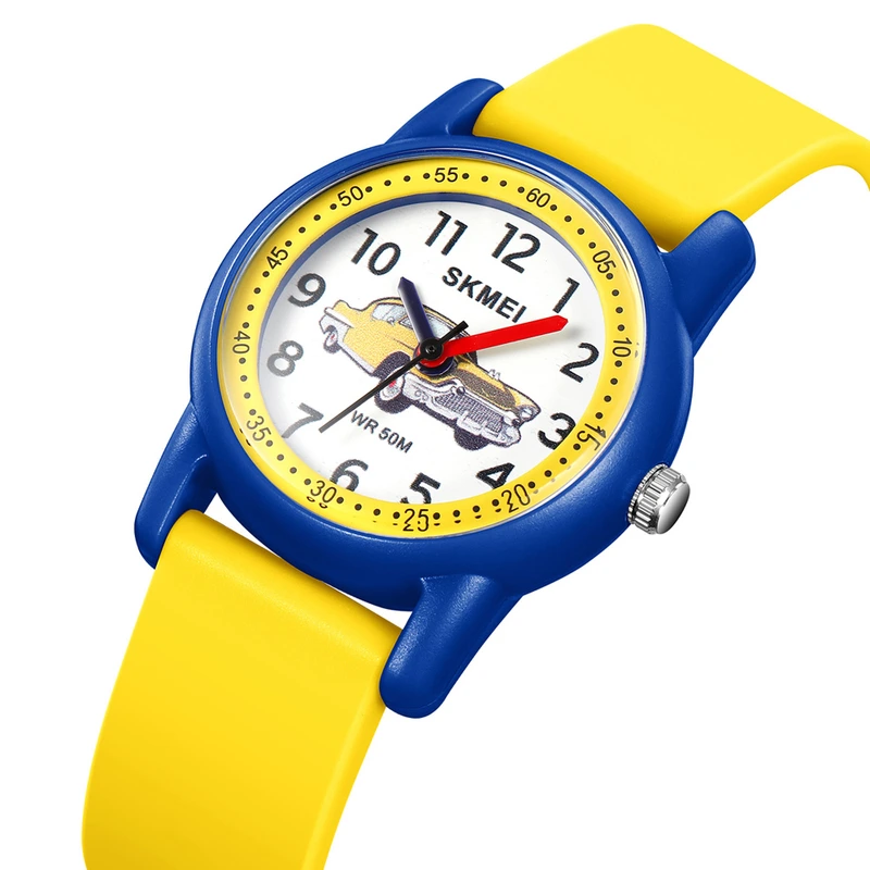 Дитячий наручний годинник Skmei 2157YLBU Yellow-Blue з водозахистом 5 ATM та каучуковим ремінцем