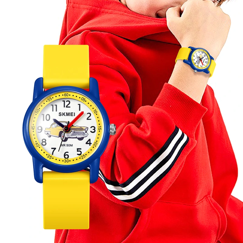 Дитячий наручний годинник Skmei 2157YLBU Yellow-Blue з водозахистом 5 ATM та каучуковим ремінцем — фото 3