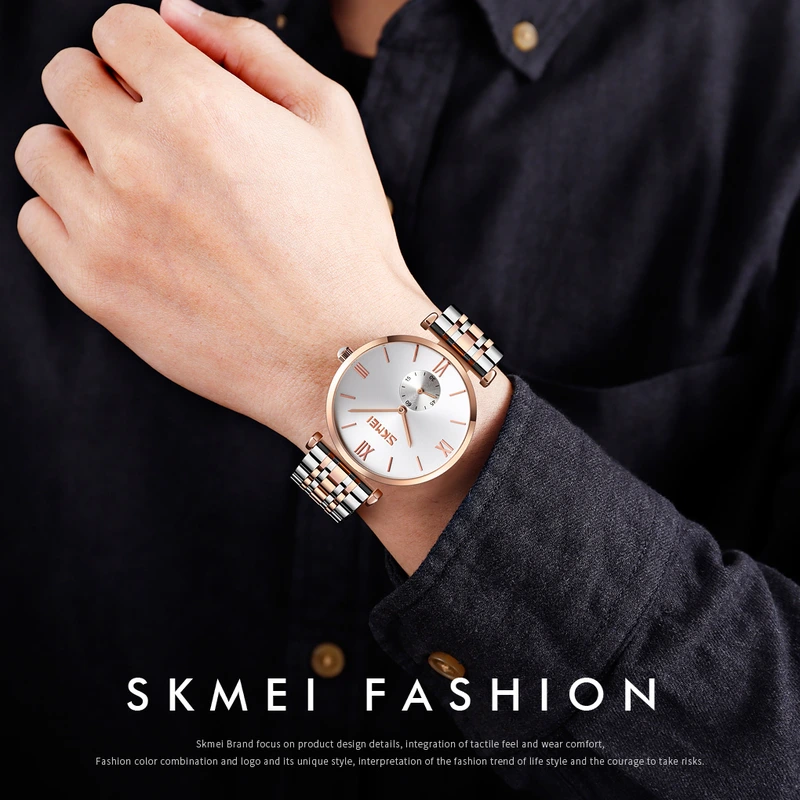 Жіночий класичний годинник Skmei 9198TRGSI-B Rose Gold-Silver зі сріблястим циферблатом — фото 3
