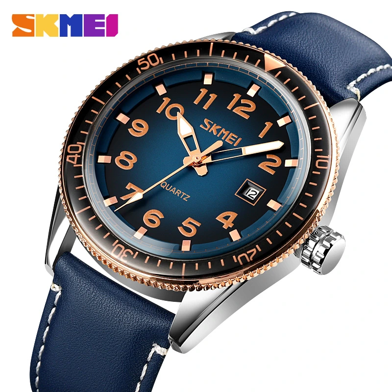 Skmei 9232LRGBU Rose-Gold Blue Leather