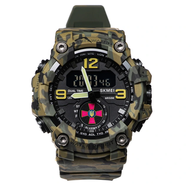 Чоловічий спортивний водостійкий тактичний годинник Skmei Brave ЗСУ