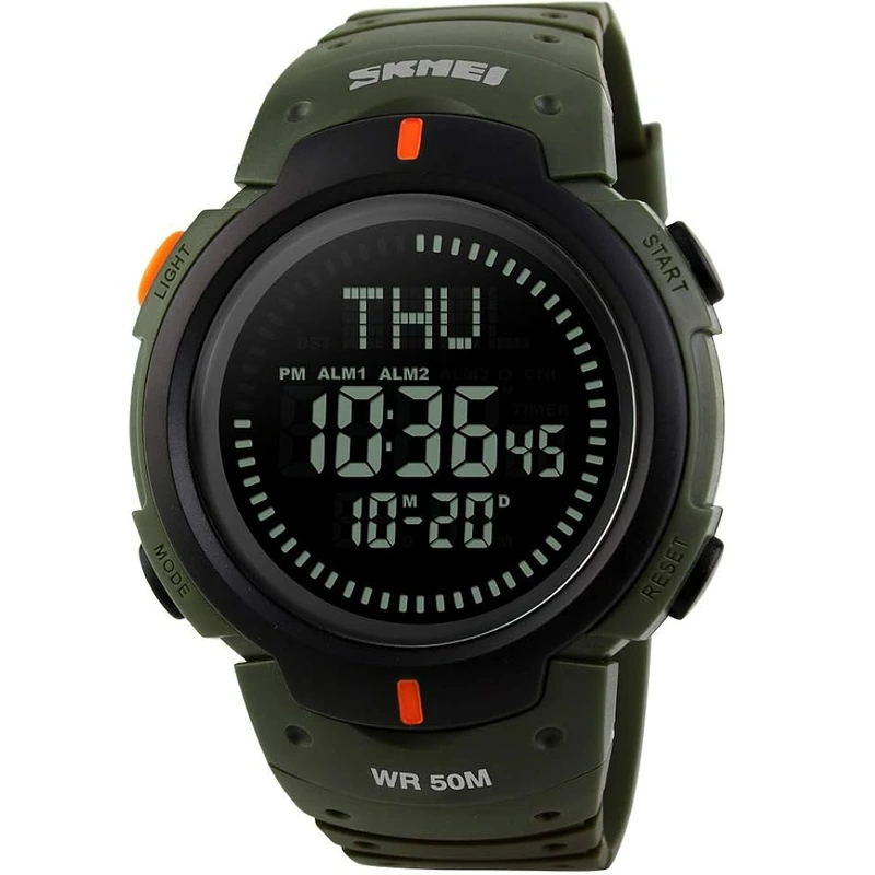 Чоловічий спортивний водостійкий тактичний з компасом годинник Skmei Kompass Nano з компасом