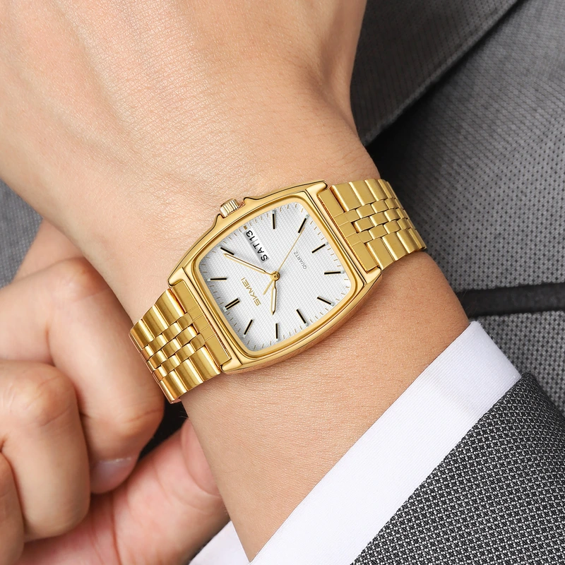 Жіночий годинник Skmei 2628GDWT Gold-White у класичному стилі з золотистим браслетом — фото 3