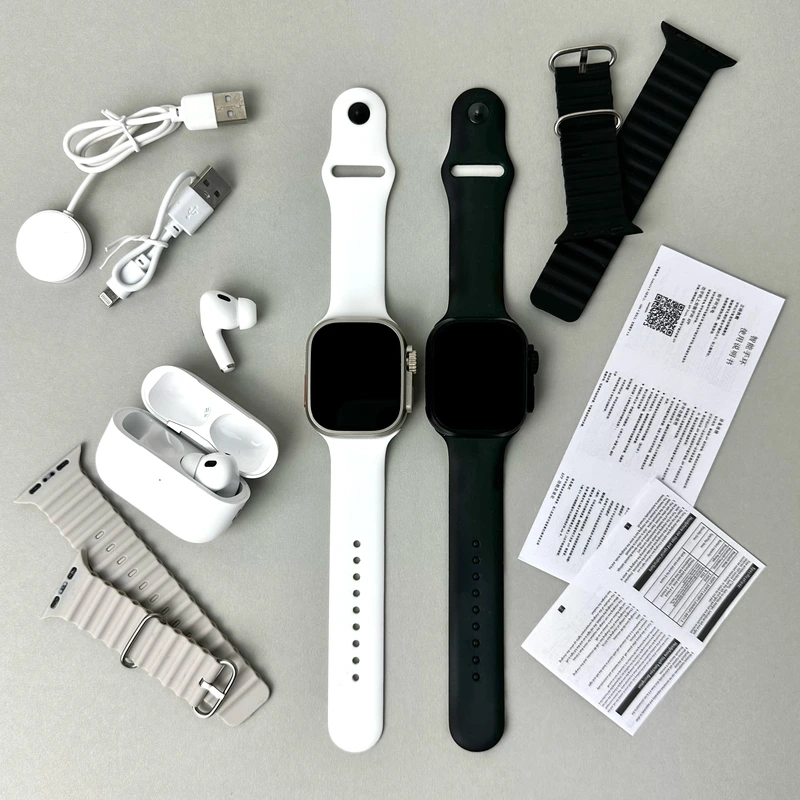 Комплект HR5 Ultra 3 - Watch Ultra / Air Pro 2 / 2 ремінця (Білий)