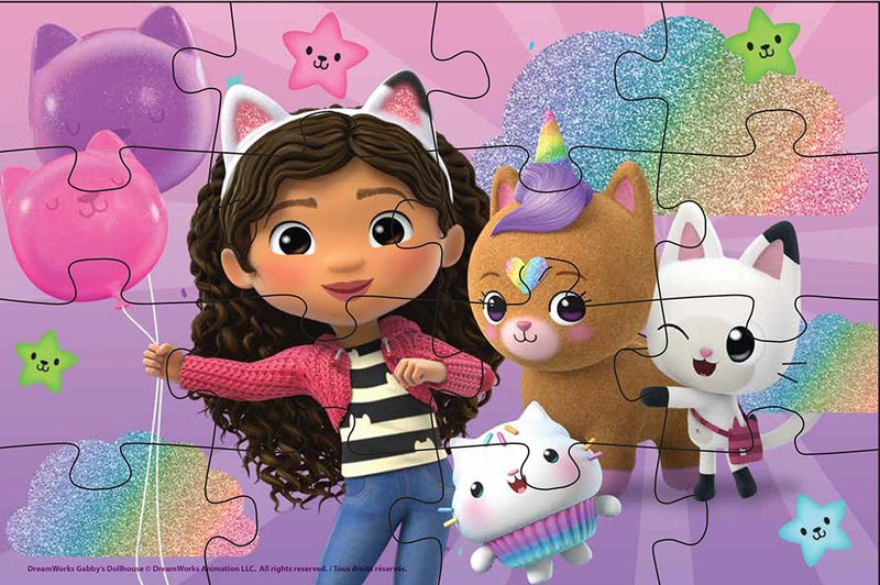 Пазл дерев’яний 4 в 1 «Ляльковий будиночок Габбі» (23см * 15см)