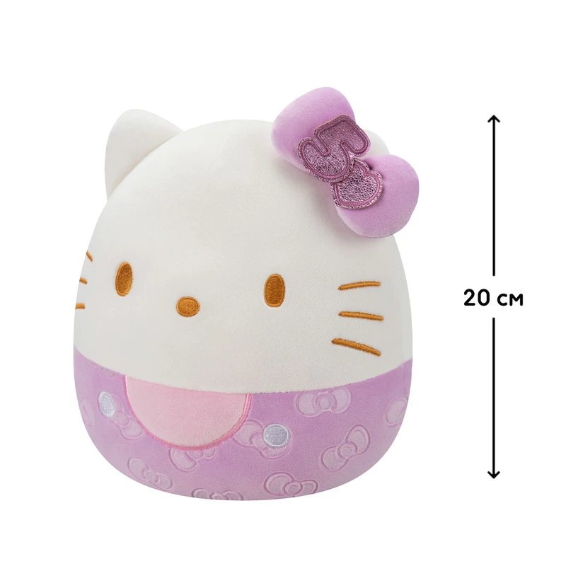 М'яка іграшка SQUISHMALLOWS – ХЕЛОУ КІТТІ В ПУРПУРОВОМУ (20 cm)