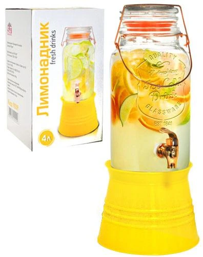 Глечик-банка для лимонаду 4л з краном на підставці
