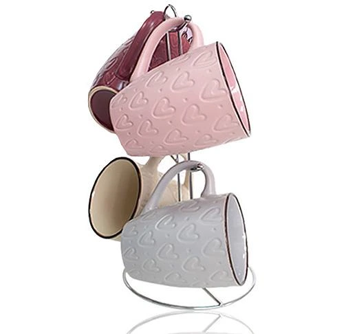 Набір 4 кружки "Heart" 350мл на металевій стійці